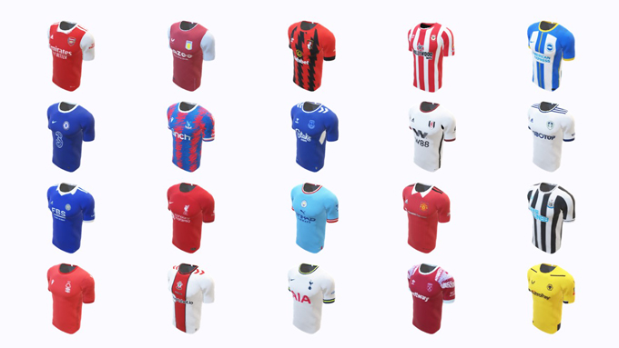 3D Premier League Team Shirts 2022-23