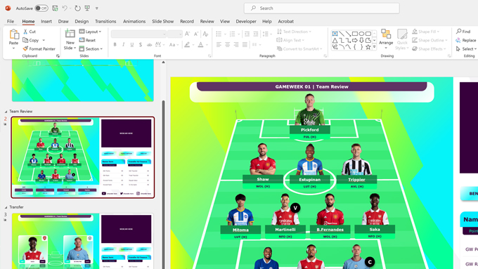 Template with organised layers